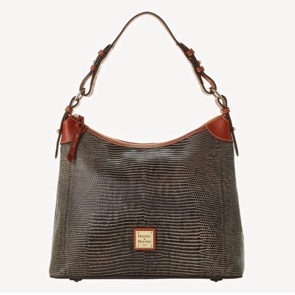 Dooney & Bourke Handbags - Dooney & Bourke Textured Brown Embossed Lizard Hobo Bag - Preloved